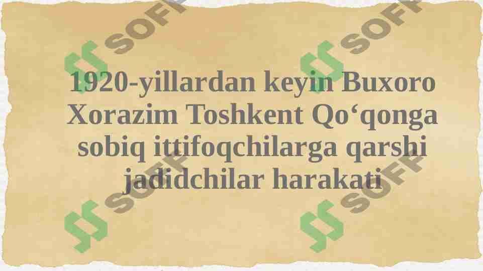1920-yillardan keyin Buxoro Xorazm Toshkent Quqon