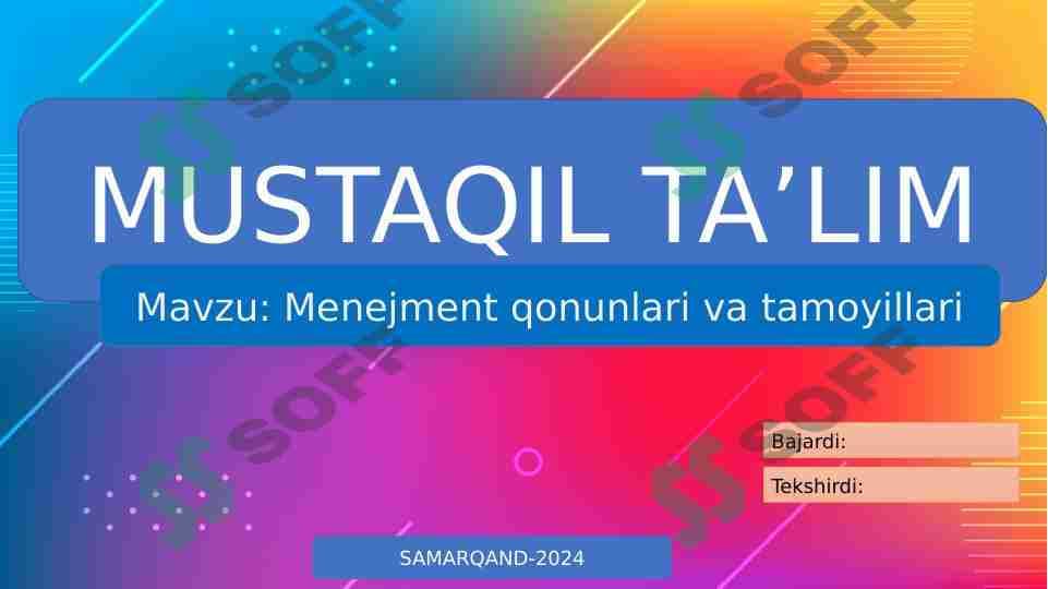 Menejment qonunlari va tamoyillari