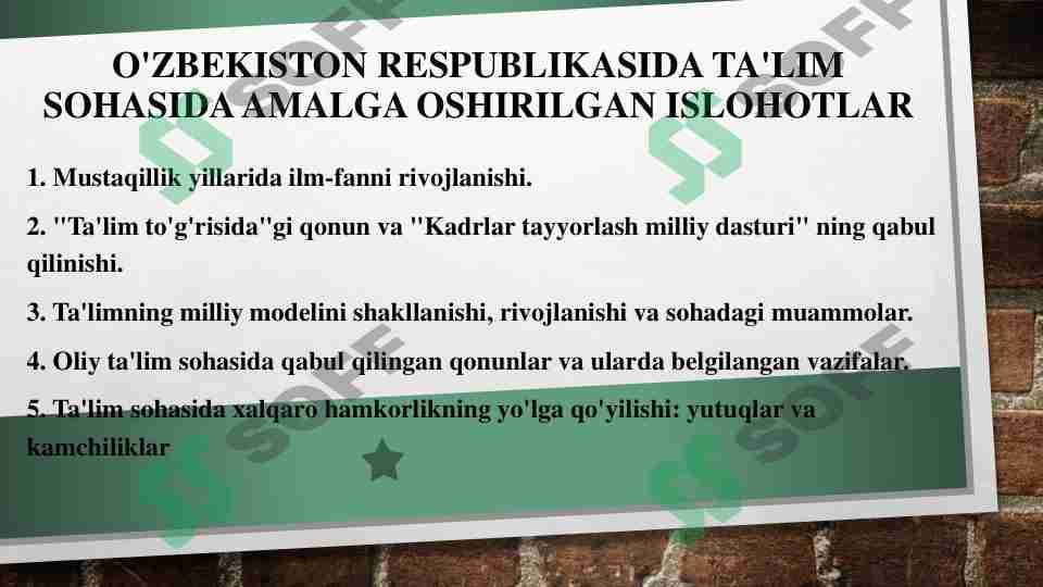 Ta'lim sohasidagi islohotlar