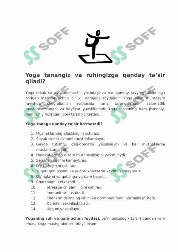 Yoga ni insonga qanday tasiri bor