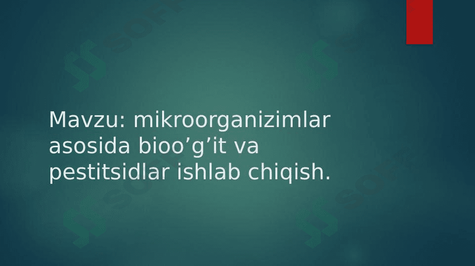 Mikroorganizmlar ishtirokida bioo'g'it ishlab chiqarish