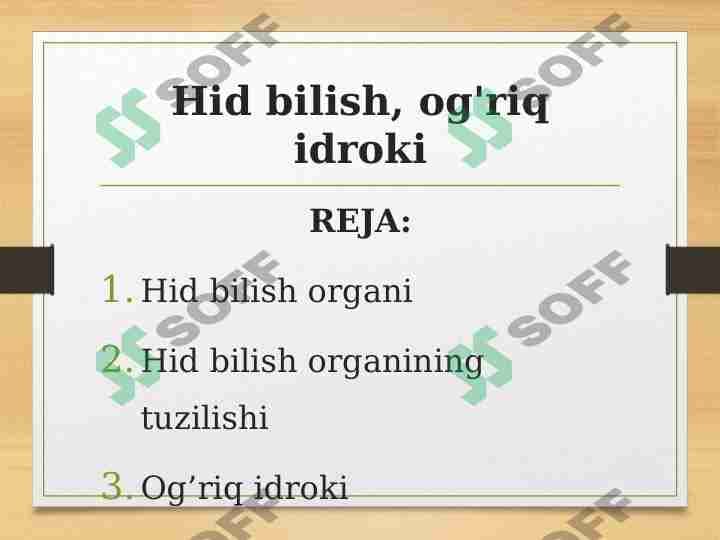 Hid bilish, og'riq idroki