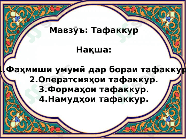 Тафаккур ва намудҳои он