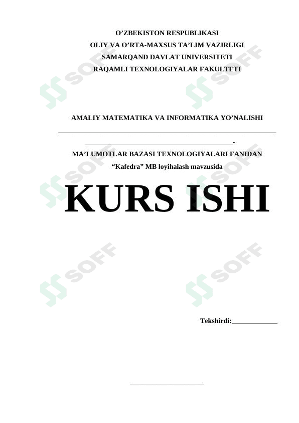 Kafedra  MB yaratish