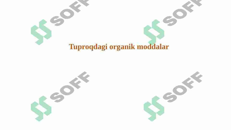 Tuproqdagi organik moddalar