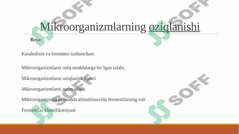 Mikroorganizmlarni oziqlanishi