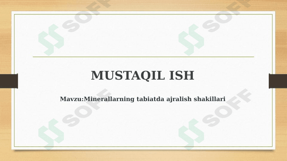 Minerallarning tabiatda ajralish shakillari