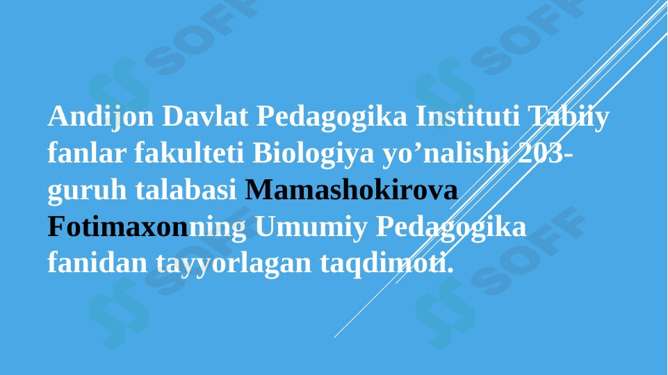 Tarbiya jarayonining mohiyati va mazmuni.