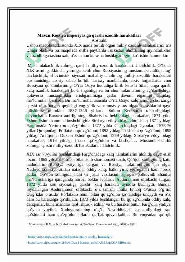 Rossiya imperiyasiga qarshi ozodlik harakatlari