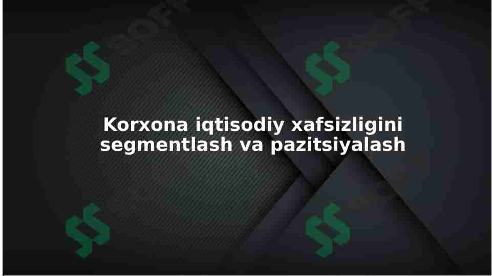 Korxona iqtisodiy xafsizligini segmentlash va pazitsiyalash