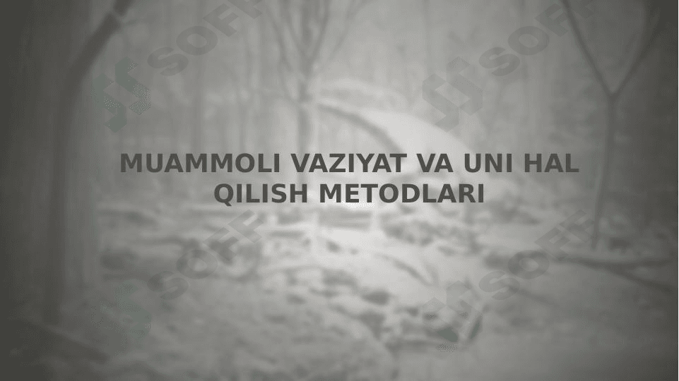 Muammoli vaziyat va uni hal qilish metodlari