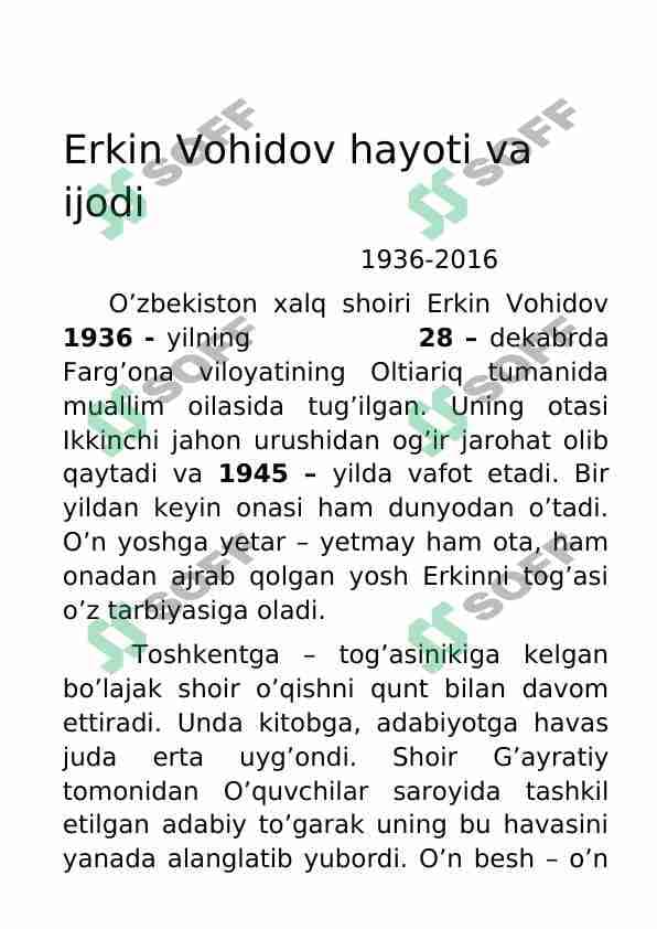 Referat Erkin Vohidov