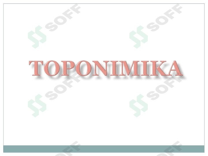Toponimika. Maxsus tarix fanlari