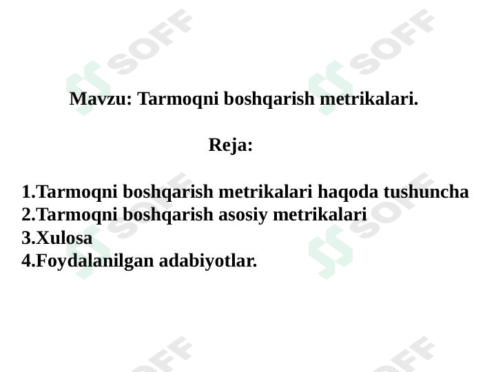 Tarmoqni boshqarish metrikalari