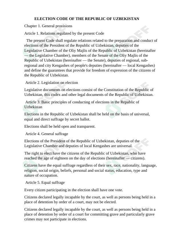 election code of the Republic of Uzbekistan