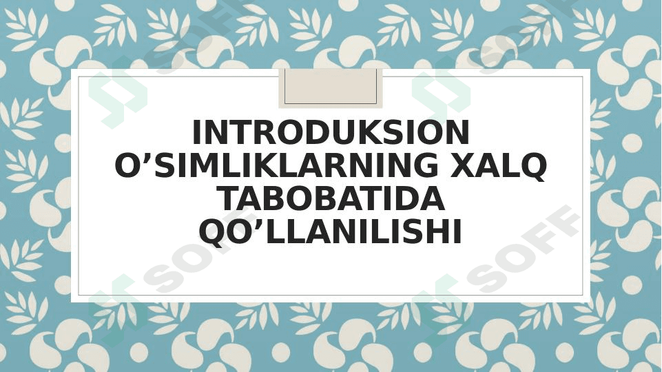 Introduksion oʻsimliklarning xalq tabobatida qoʻllanilishi