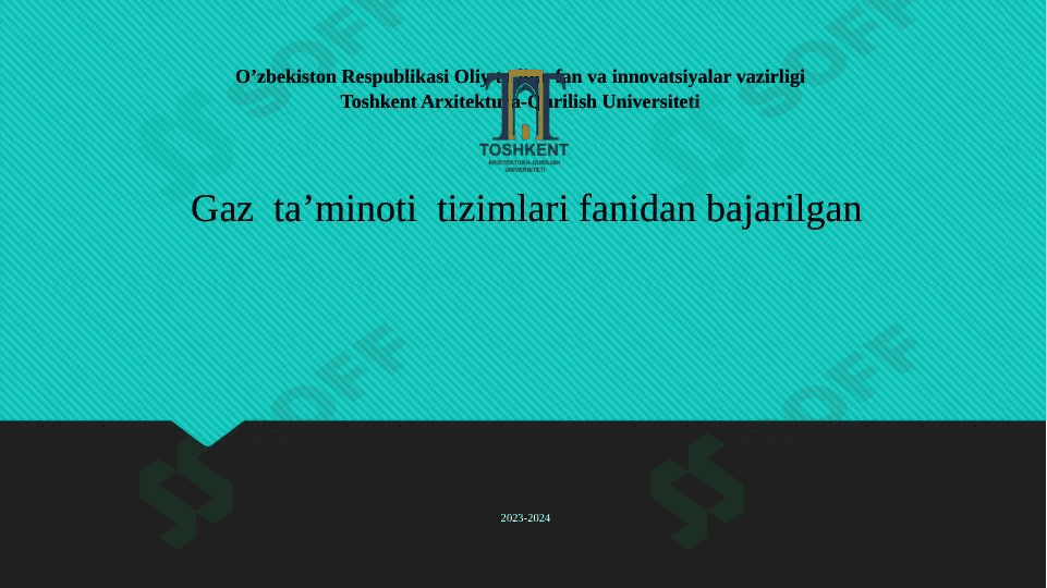 Gaz asbob-uskunalarini o’rnatish.