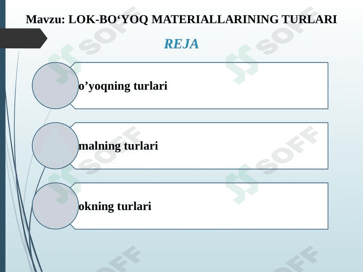 LOK-BO‘YOQ MATERIALLARINING TURLARI