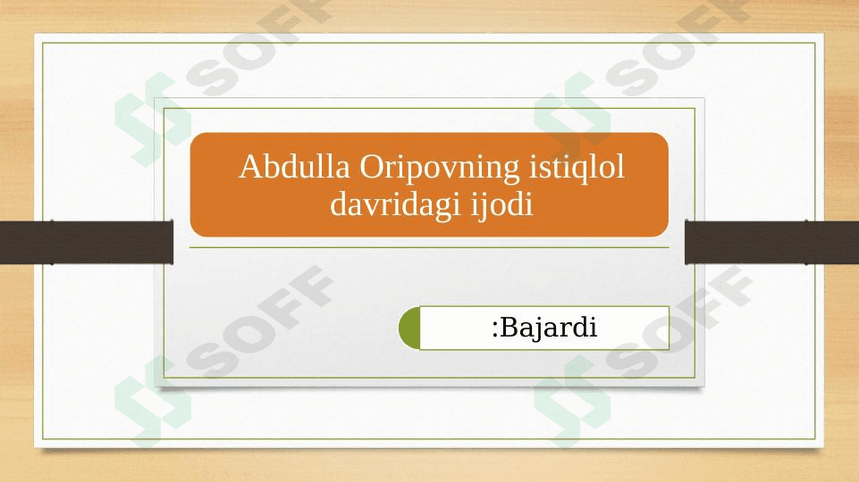 Abdulla Oripovning istiqlol davri ijodi