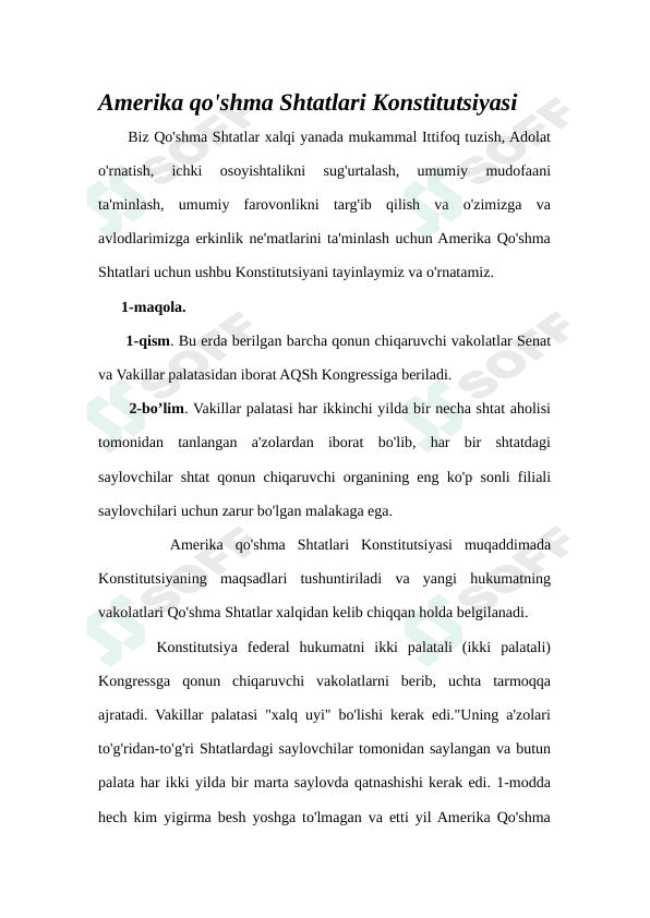 Amerika Qo'shma Shtatlari konstitutsiyasi