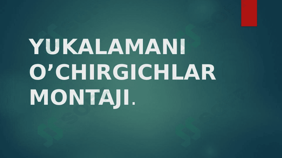 YUKALAMANI O’CHIRGICHLAR MONTAJI.