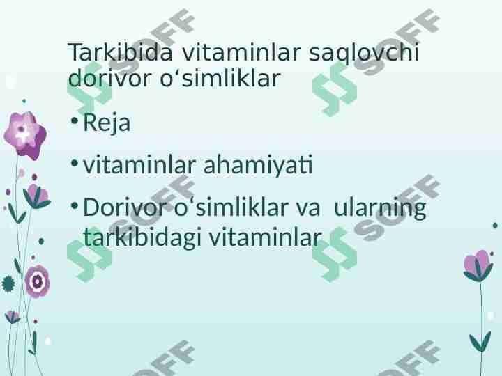 Vitamin saqlovchi dorivor oʻsimliklar