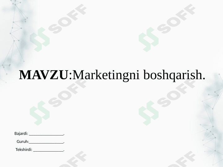 Marketingni boshqarish
