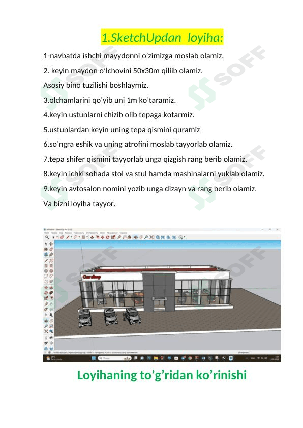 SketchUp loyiha avtosalon