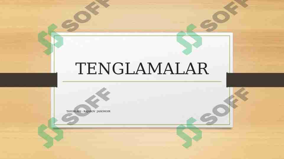 Tenglamalar