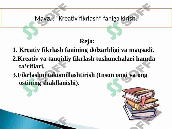“Kreativ fikrlash” faniga kirish