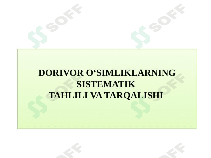 Dorivor oʻsimliklar