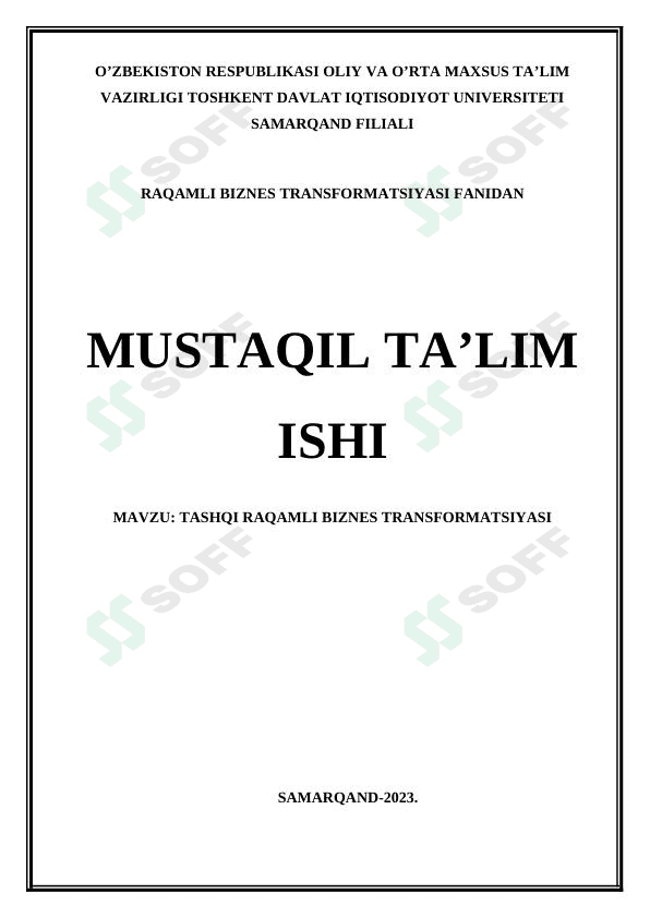 TASHQI RAQAMLI BIZNES TRANSFORMATSIYASI