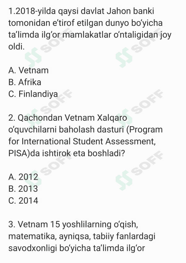 Vetnam ta’lim tizimi test