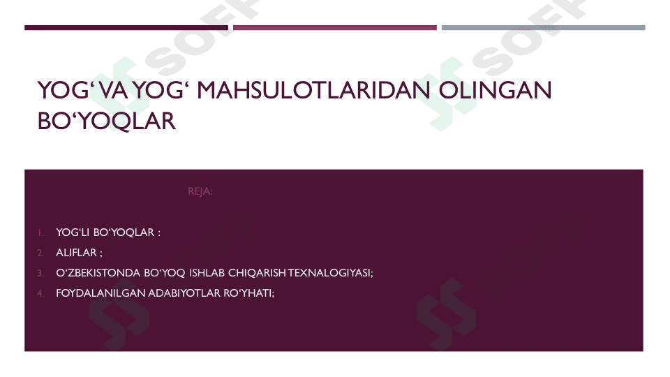 Yog‘ va yog‘ mahsulotli bo‘yoqlar