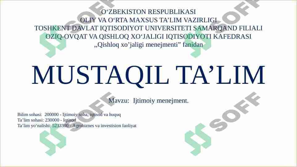 IJTIMOIY MENEJMENT