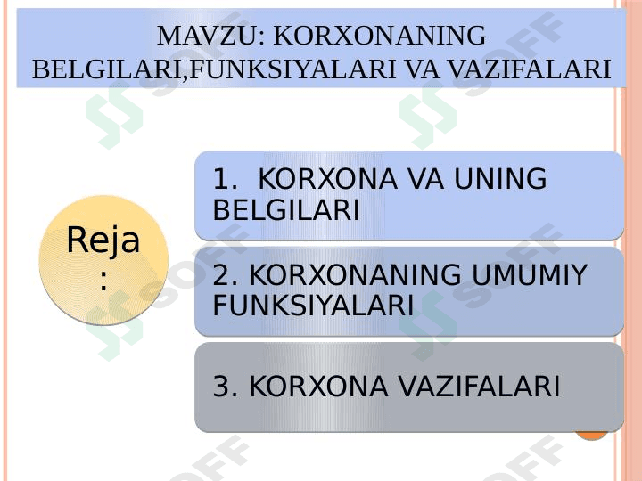 korxonaning belgilari