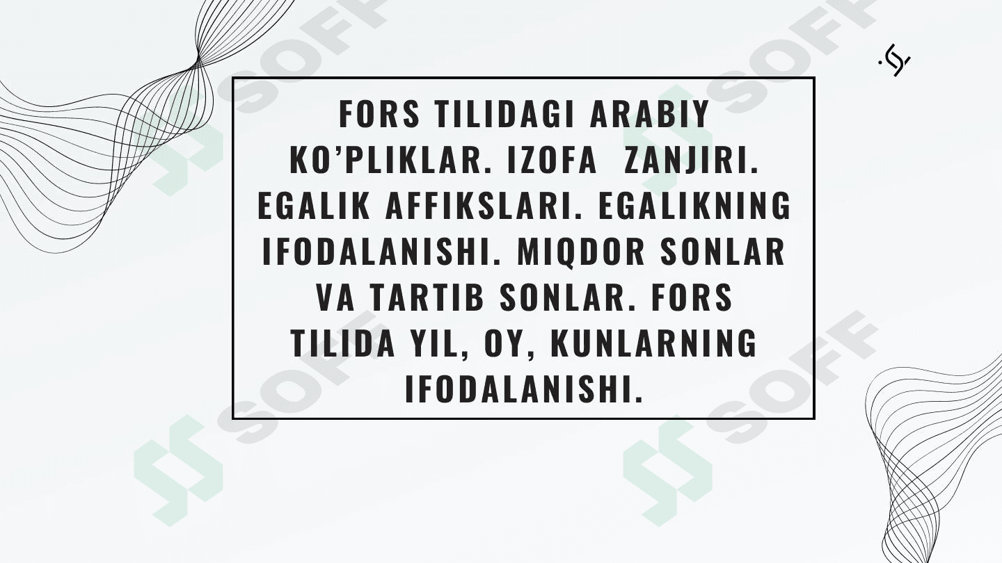 Fors tilidagi arabiy ko’pliklar.