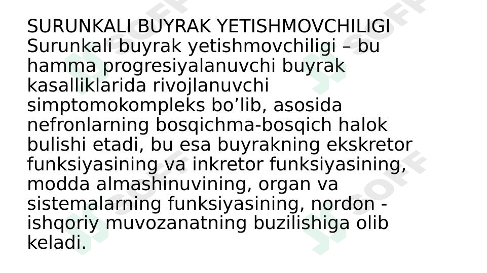 Surunkali buyrak yetishmovchiligi