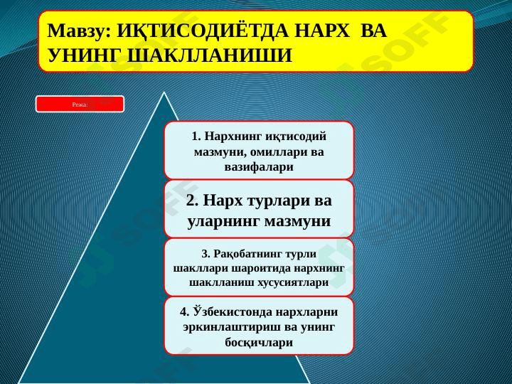IQTISODIYoTDA NARX  VA UNING ShAKLLANIShI