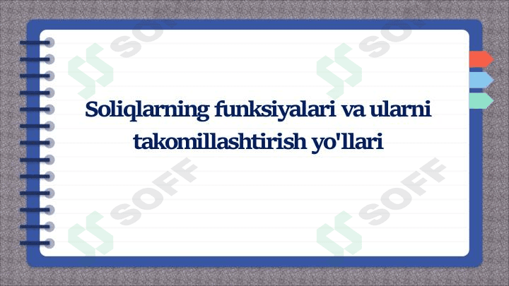 Soliqlarning funksiyalari va ularni takomillashtirish yo'llari