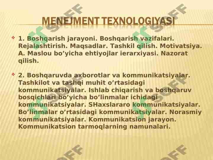 menejment taxnologiyasi
