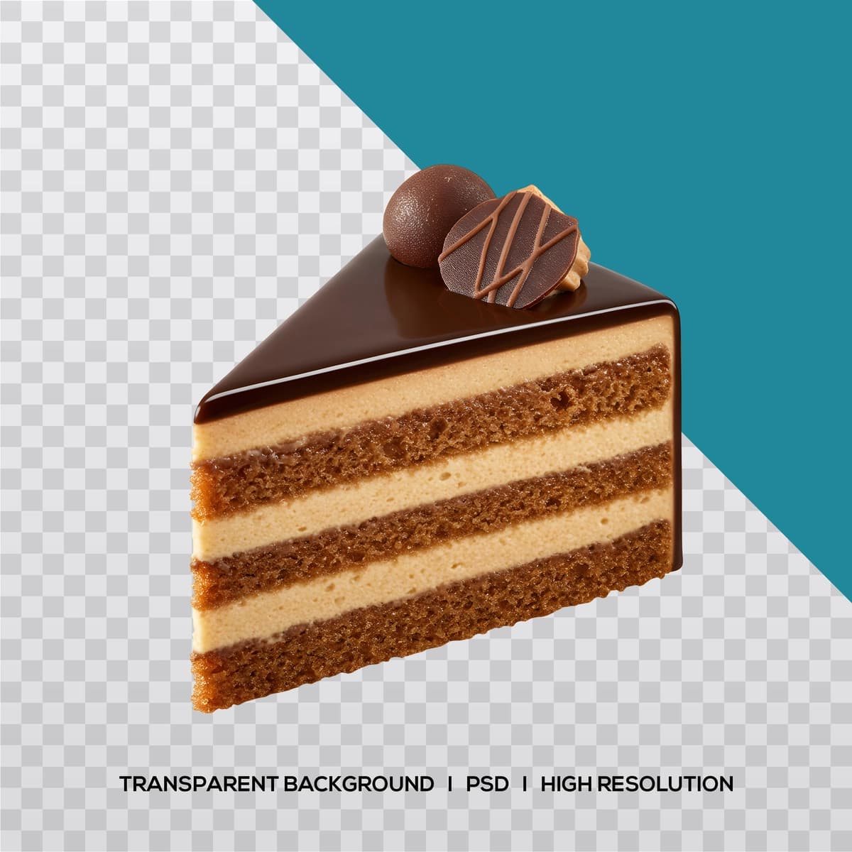 Bezatish bilan shokoladli tort bo'lagi | Chocolate cake slice with decorations