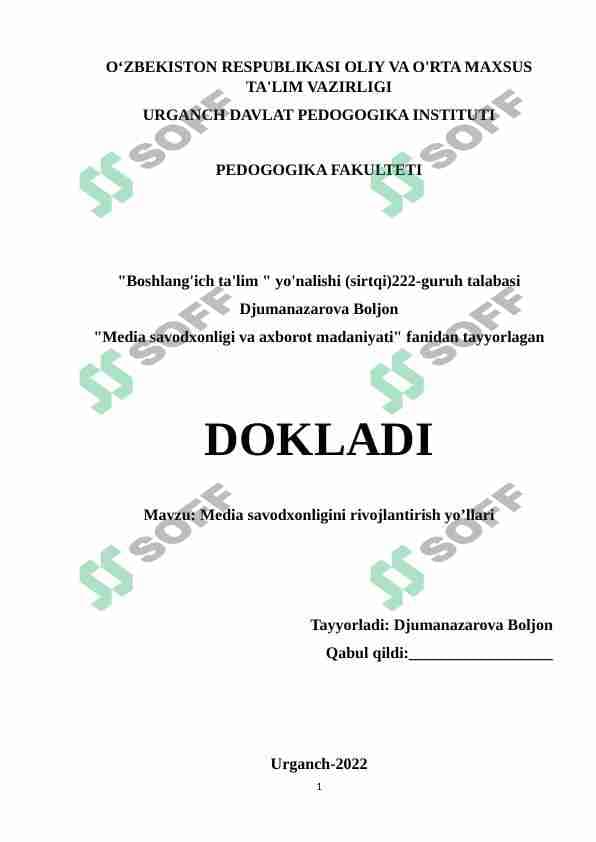 Media savodxonligini rivojlantirish yo’llari