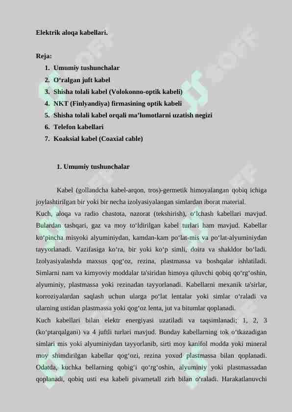 Elektrik aloqa kabellari.