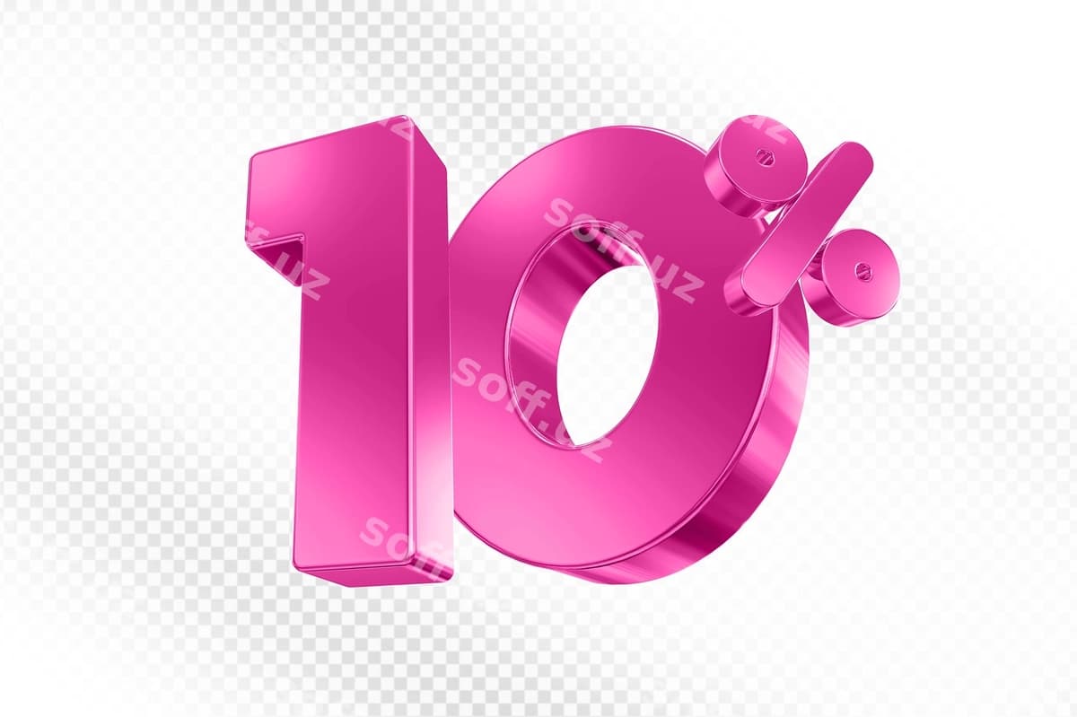10 foiz binafshe uch o'lchovli chegirma | 10 percent off pink 3d discount