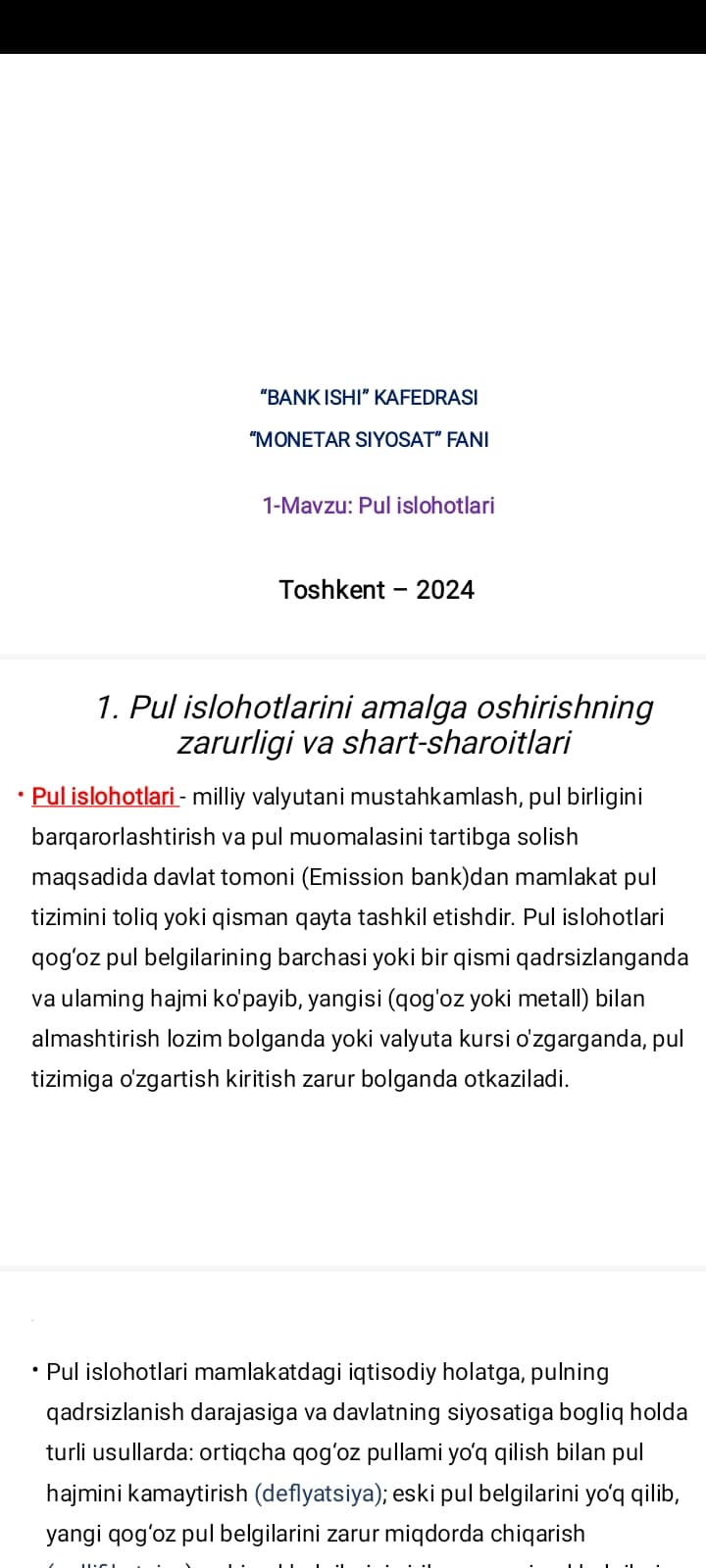Pul islohotlari