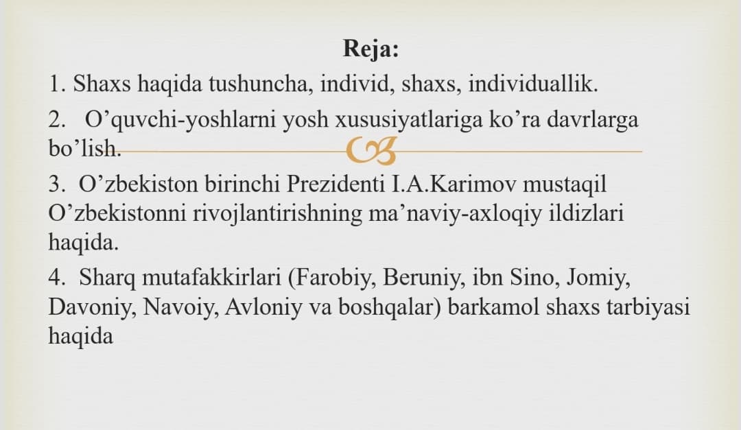 Shaxs rivojlanishining umumiy qonuniyatlari