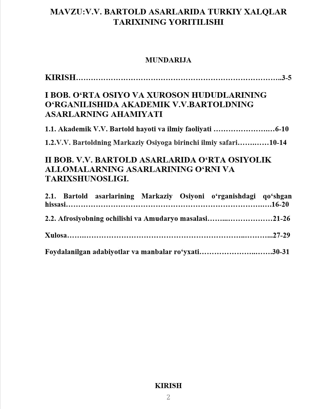 V.V. BARTOLD ASARLARIDA TURKIY XALQLAR TARIXINING YORITILISHI