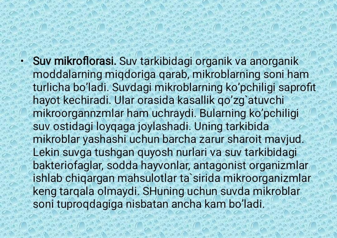 Suv mikroflorasi