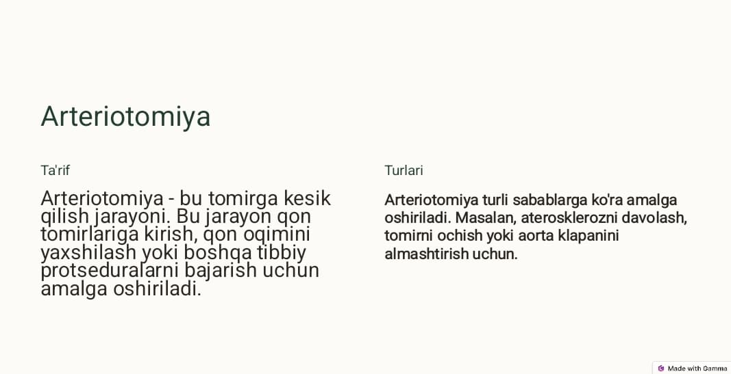 Arteriotomiya va Karotid Endarterektomiya